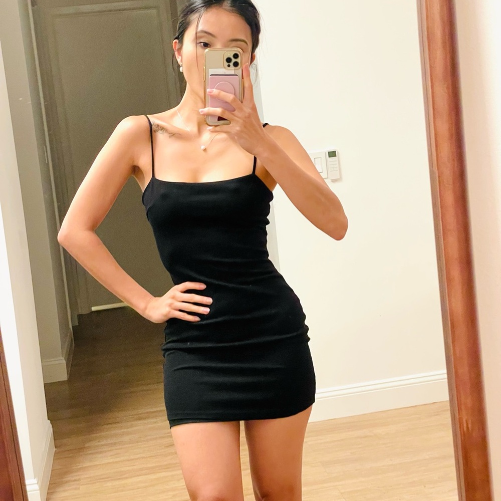 Lulus Chic Black Mini Dress with Spaghetti Straps